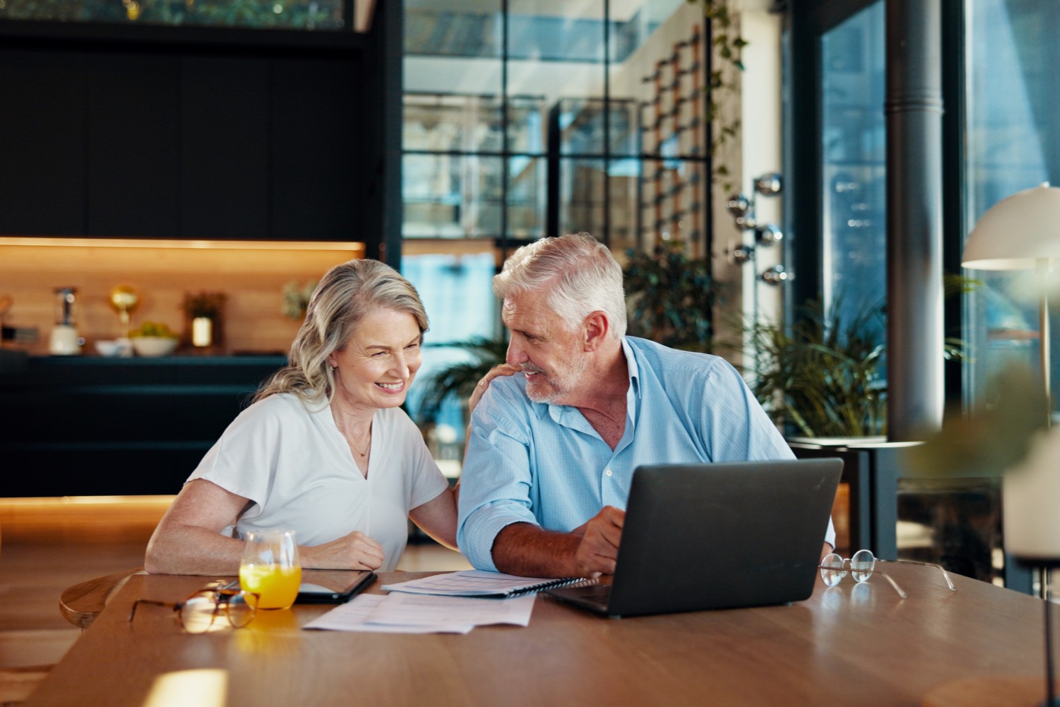 Old couple at home for social security benefits