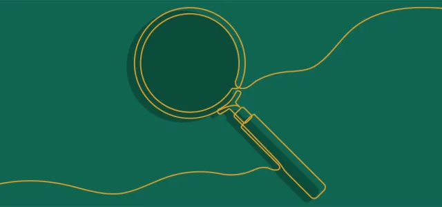 magnifying glass on green background